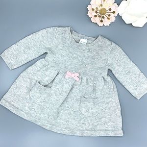 Dot knit gray baby girl winter dress